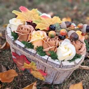 Őszi falevél - szappanvirág kosár